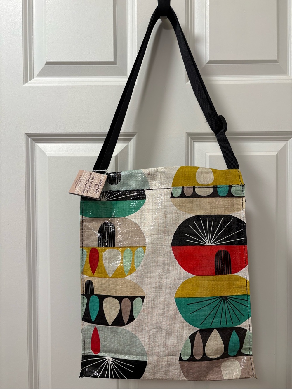 Blue Q Shoulder Messenger Bag NWT — Retro Mid-Century Print Crossbody Bag - Picture 2 of 5